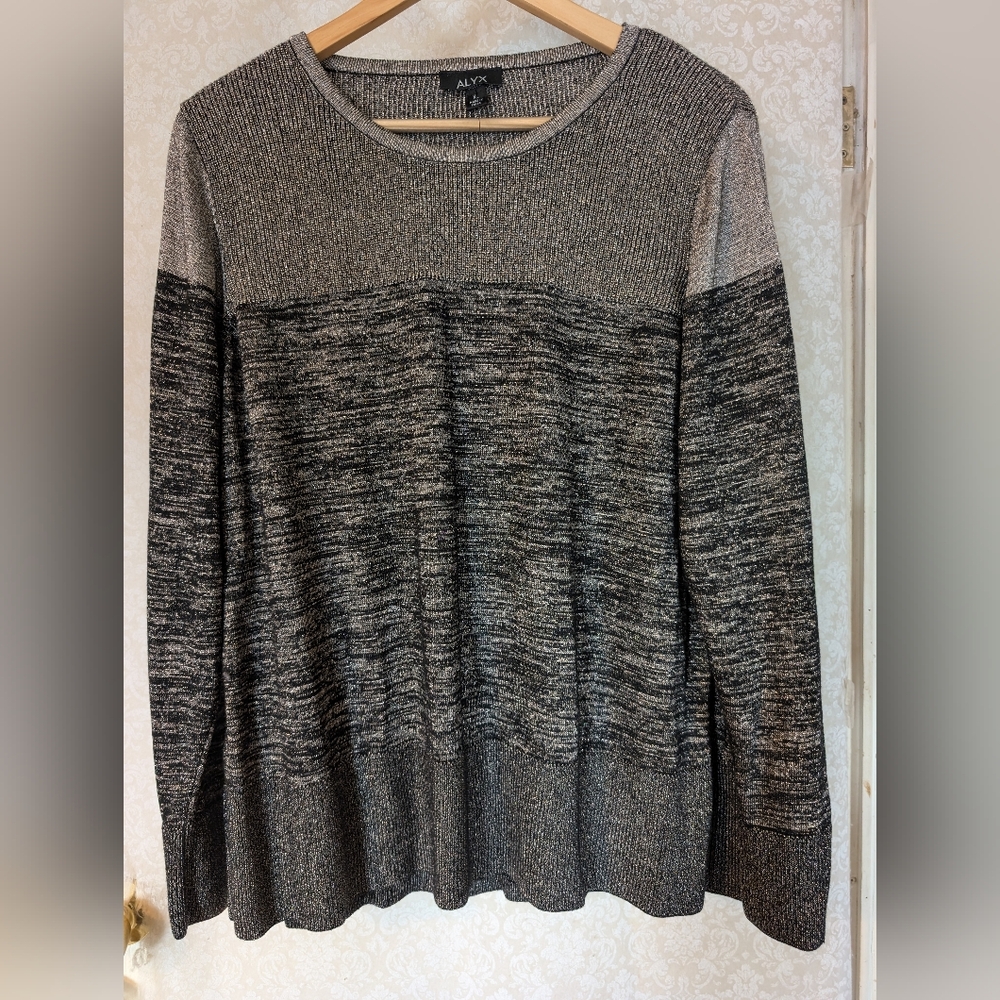 ALYX SWEATER Size XL. Black Gold Silver Metallic Look